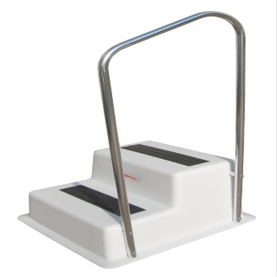 TAYLOR MADE PRODUCTS Stepsafe Double Dock Step Handrail Attachment, 19.5" W x 49" H, Includes Rail Only, Aluminum Construction, Added Safety, Fits 2-Step Models - 47201, Silver, White, Black