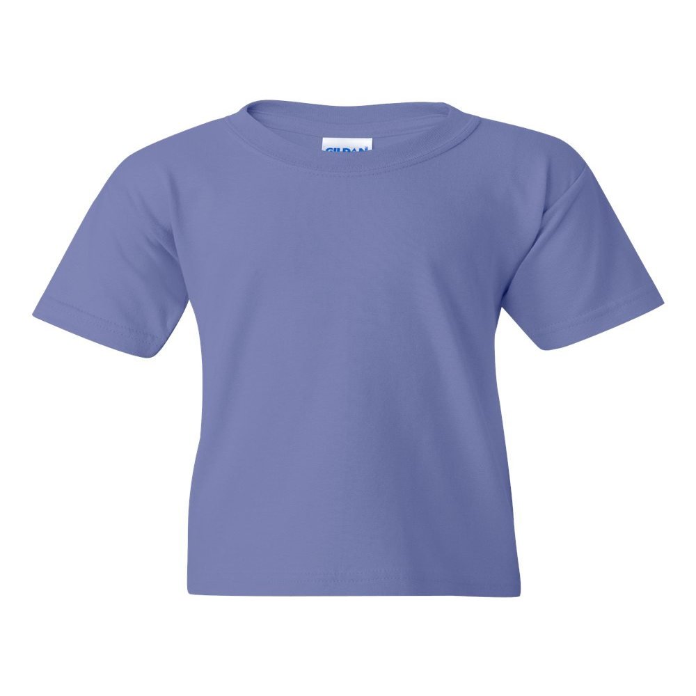 Gildan Youth 5.5 oz 100% Cotton Short Sleeve T-Shirt in Violet - Medium (10/12)