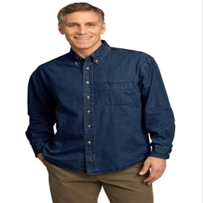 Long Sleeve Value Denim Shirt, Color: Ink, Size: XXXXXX-Large