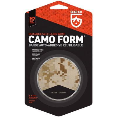 GEAR AID Camo Form Self-Cling and Reusable Fabric Camouflage Wrap, Adds Grip and Shield Hands from Hot or Cold Surfaces to Protect You and Your Equipment, Desert Digital, 2 x 144 Roll, 1 Pack