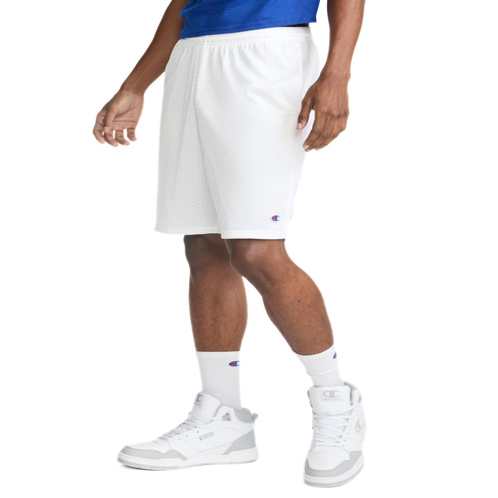 Champion mens 9" Shorts, Mesh Shorts, 9", Mesh Basketball Shorts, Mesh Gym running shorts, White-407q88, Large US