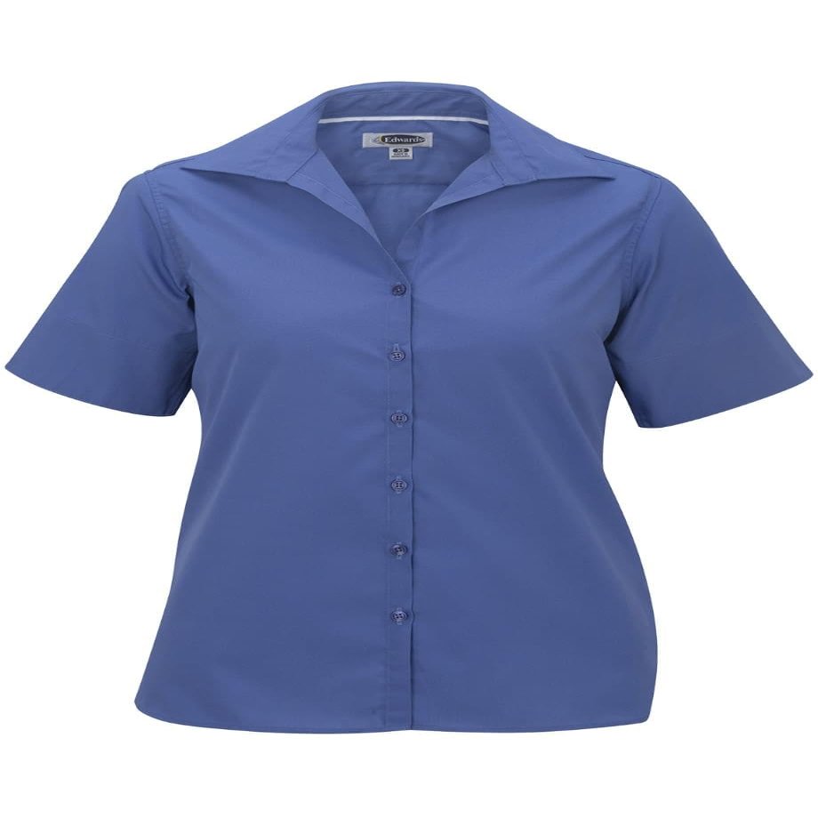 Edwards Garment Ladies Lightweight Short Sleeve POPLIN Blouse French Blue