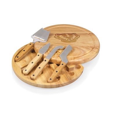 PICNIC TIME NCAA Wisconsin Badgers Circo Cheese Board and Knife Set - Charcuterie Board Set - Wood Cutting Board