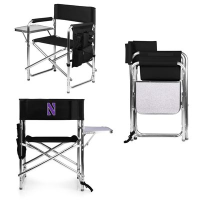 PICNIC TIME NCAA Northwestern Wildcats Sports Chair with Side Table - Beach Chair - Camp Chair for Adults