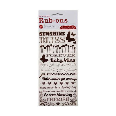 COSMO CRICKET 4-1/4 Inch by 8-1/4 Inch Rub-A-Dub-Dub Rub-Ons, Honey Pie/Brown