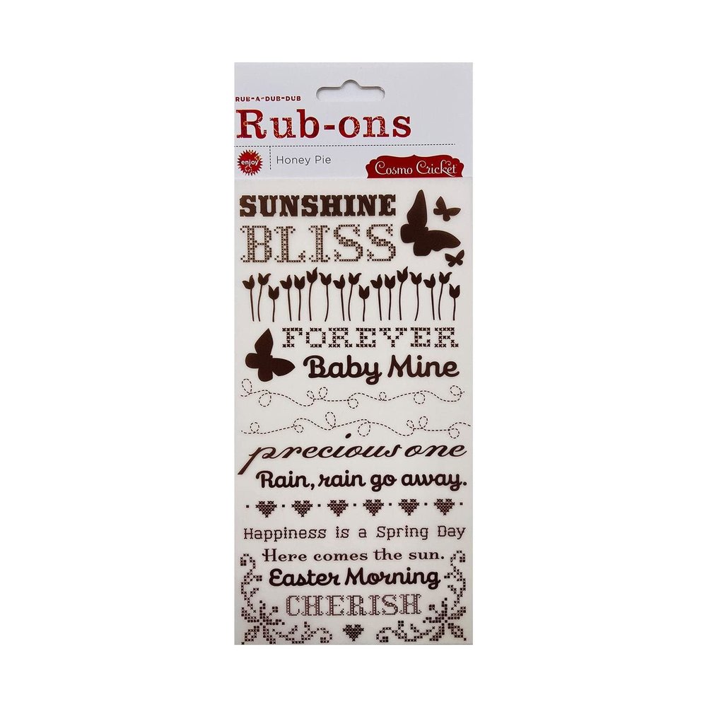 COSMO CRICKET 4-1/4 Inch by 8-1/4 Inch Rub-A-Dub-Dub Rub-Ons, Honey Pie/Brown