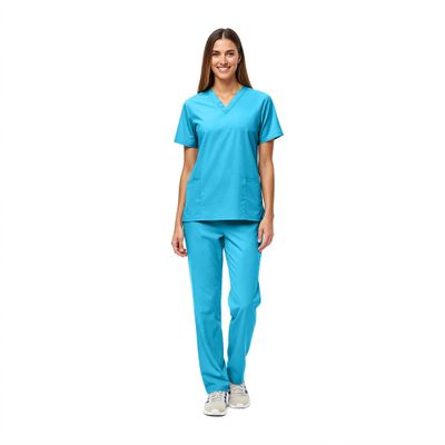 Women's Scrub Set - Medical Scrub Top and Pant, Water Blue, XXX-Large
