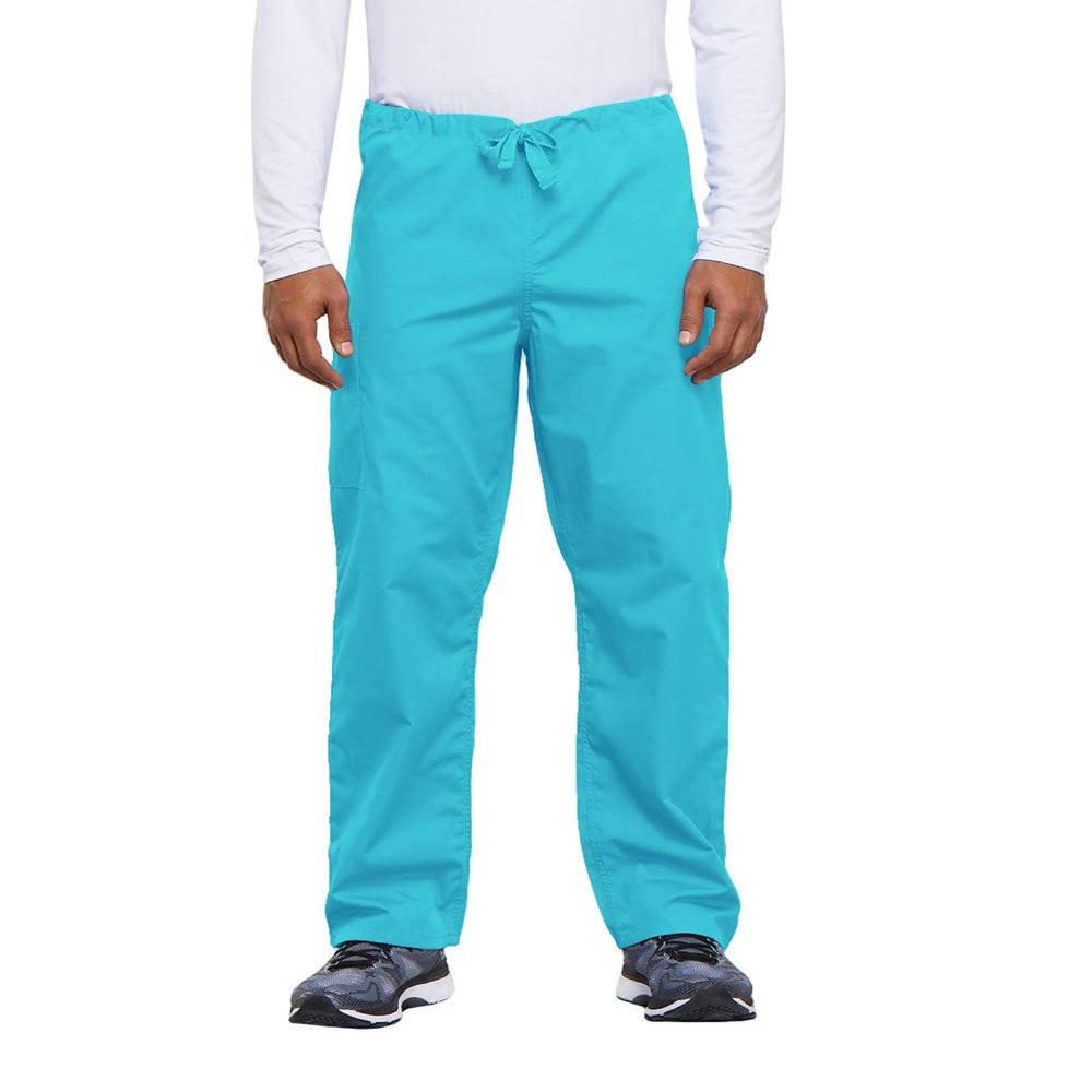 Cherokee Unisex Scrub Pants for Men & Women Drawstring Cargo Medical Uniform Straight Leg Nursing Scrub Bottoms Plus Size - 4100, 2XL, Turquoise