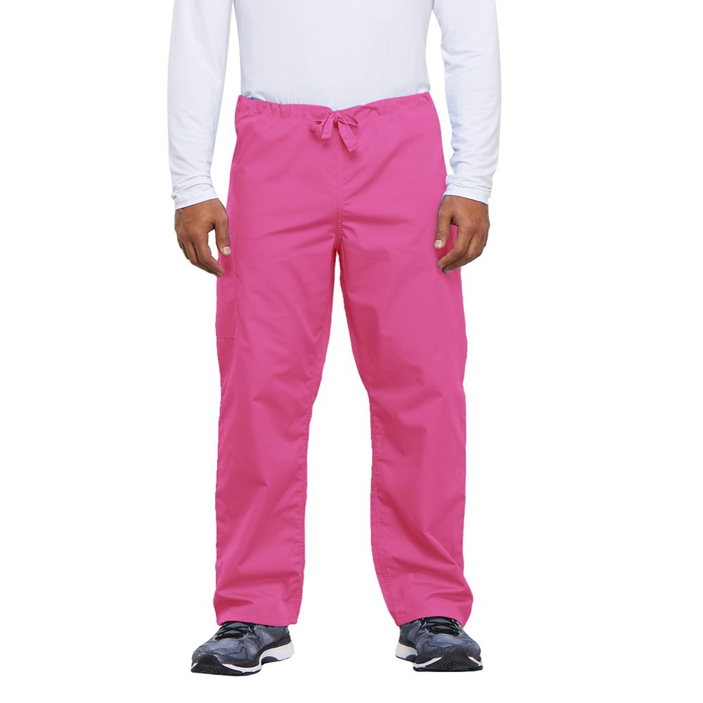 Cherokee Men's Originals Unisex Drawstring Cargo Scrub Pant, Shocking Pink, Small