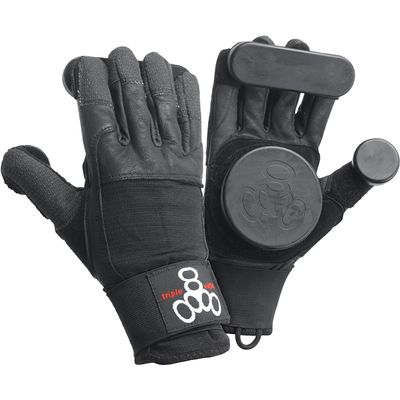 Triple Eight Sliders Longboard Slide Gloves with Finger Puck (1-Pair), X-Small , Black