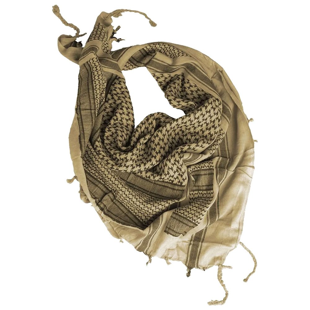 Mil-Tec Unisex Shemagh - Multifunctional Cotton Lightweight Breathable Tactical Outdoor Scarf/Face Camouflage/Headscarf, Khaki/Black, One Size