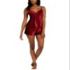 INC International Concepts Ribbed Velvet Cami Top & Pajama Shorts Set Cherry Pie Small view 1