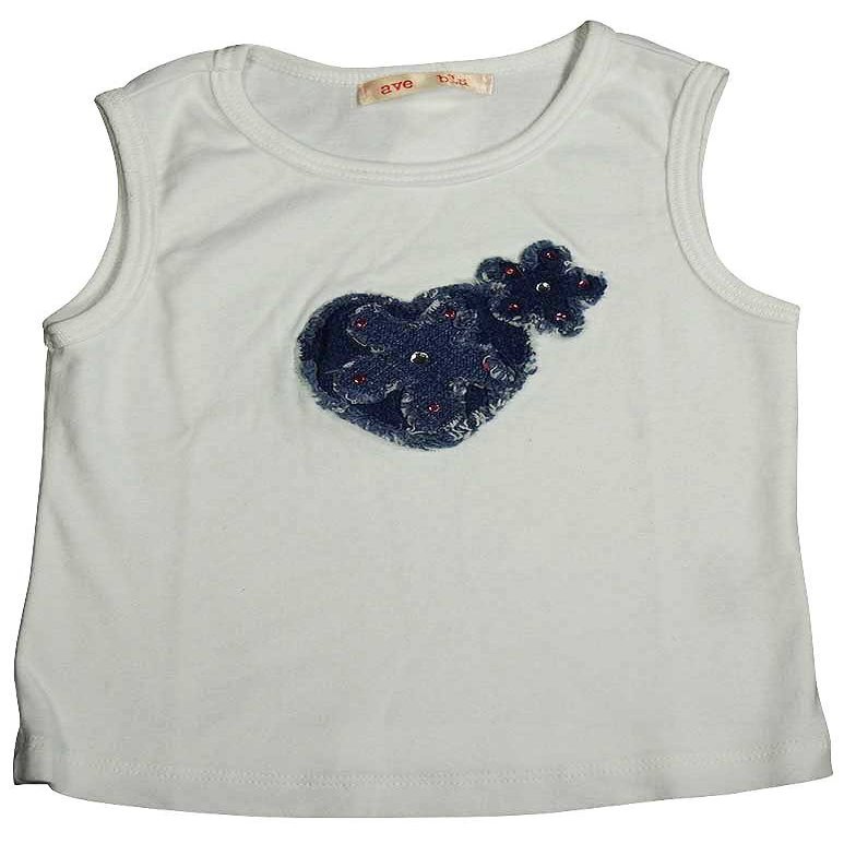 Ave Blu - Little Girls' Tank Top, White, Blue 12838-5