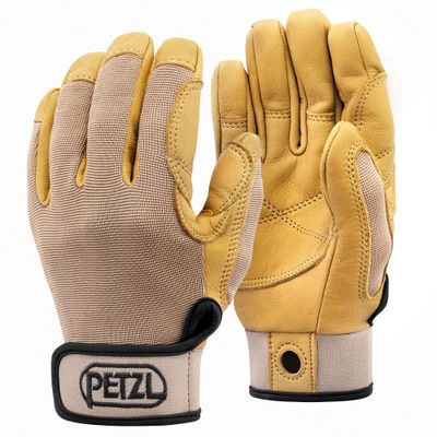 PETZL CORDEX Gloves - Lightweight, Breathable Leather Belay Gloves for Climbing and Rappelling - Tan - M