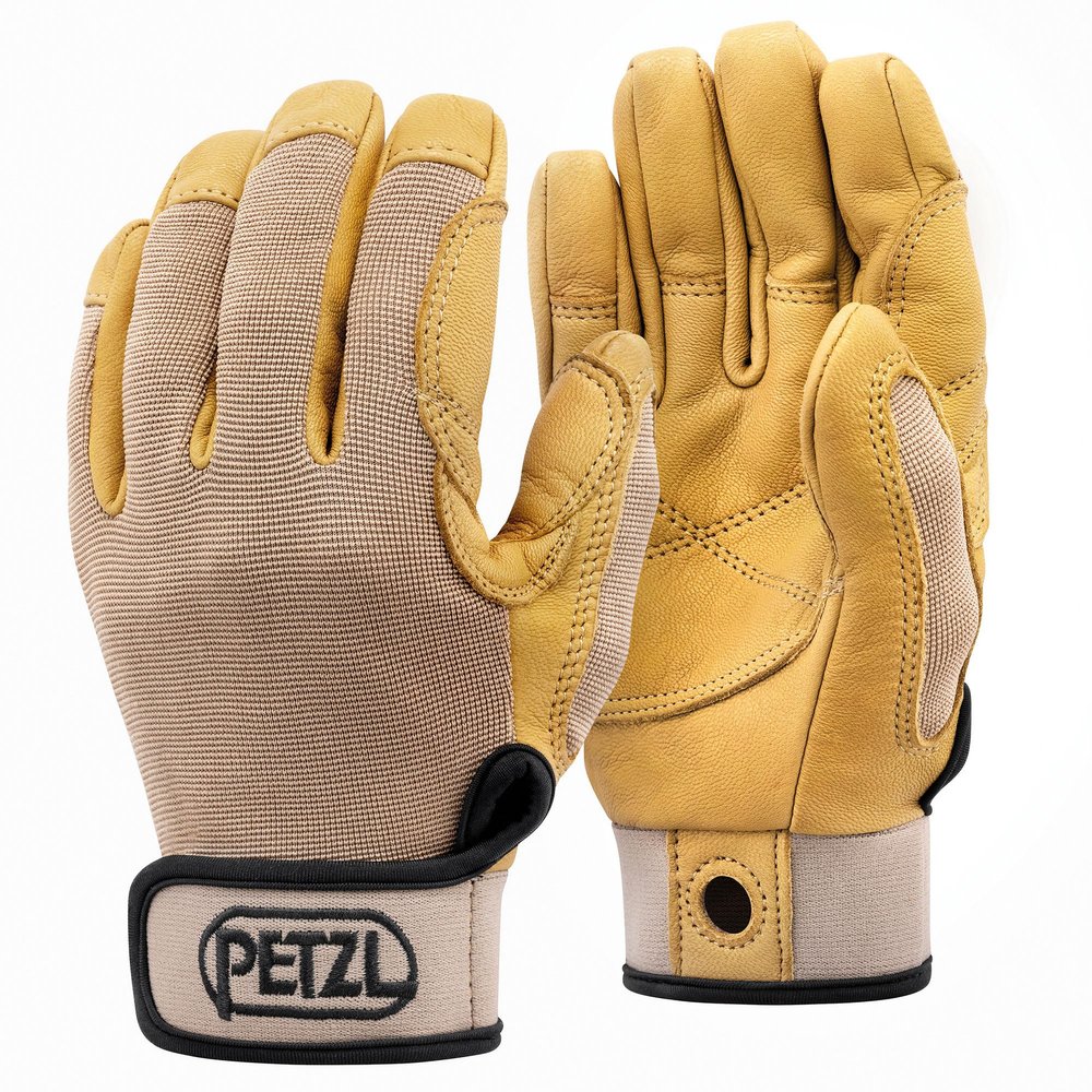 PETZL CORDEX Gloves - Lightweight, Breathable Leather Belay Gloves for Climbing and Rappelling - Tan - M