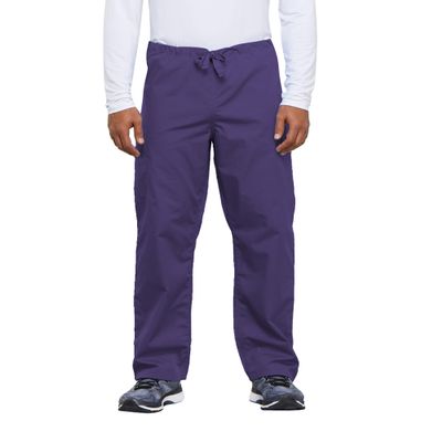 Cherokee Men's Originals Unisex Drawstring Cargo Scrub Pant, Grape, Small/Short