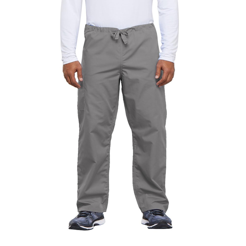 Cherokee Men's Originals Unisex Drawstring Cargo Scrub Pant, Grey, Medium/Tall