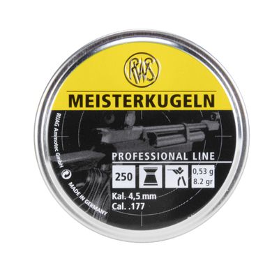 RWS Meisterkugeln Standard .177 Cal, 8.2 Grains, Wadcutter, 250ct