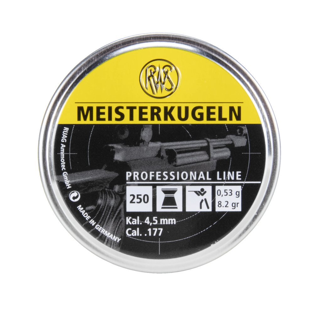 RWS Meisterkugeln Standard .177 Cal, 8.2 Grains, Wadcutter, 250ct