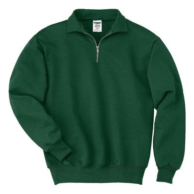 50/50 Quarter-Zip Pullover with Cadet Collar, Color: Forest Green, Size: Medium