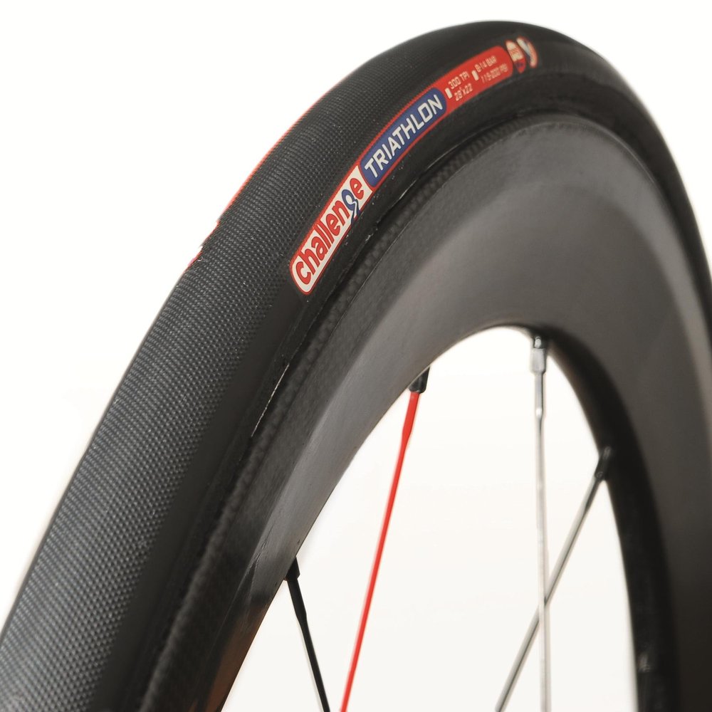Challenge Triathlon Road Open Tubular (Clincher) Tire (Black/Black, 23-mm)