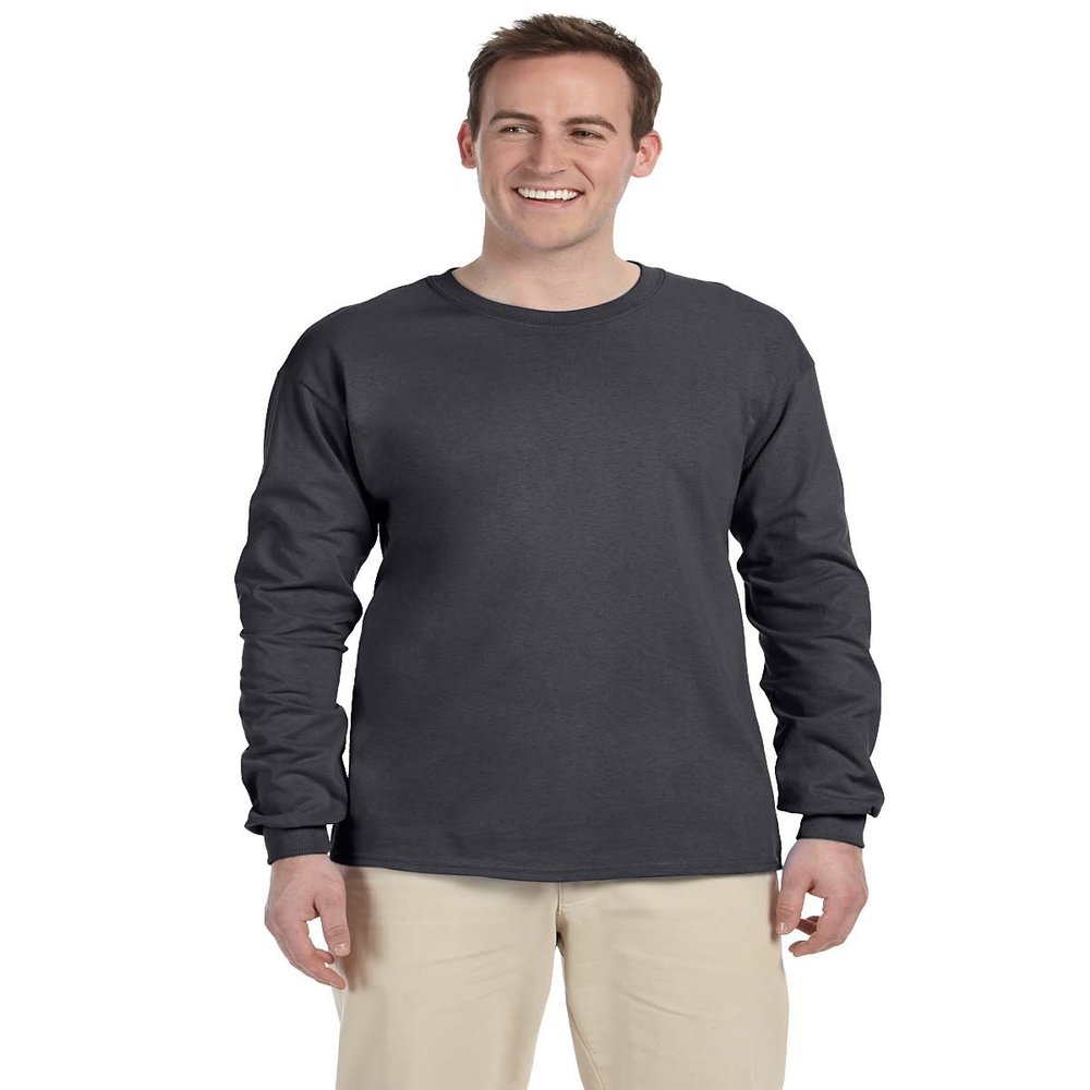 Gildan Activewear Ultra Cotton Long Sleeve Tee Shirt, 3XL, Charcoal