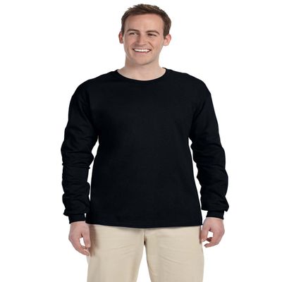 Adult Cotton Long Sleeve Tee Shirt, Color: Black, Size: X-Large