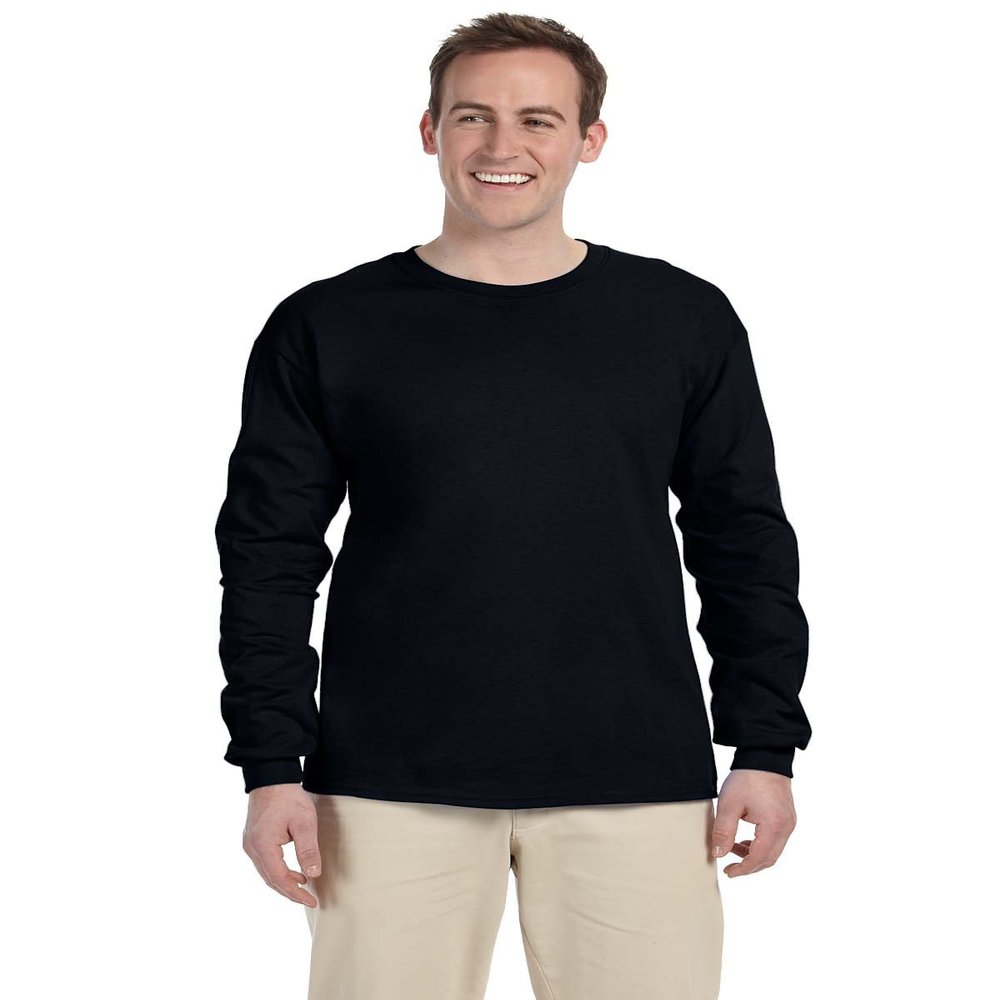 Adult Cotton Long Sleeve Tee Shirt, Color: Black, Size: X-Large