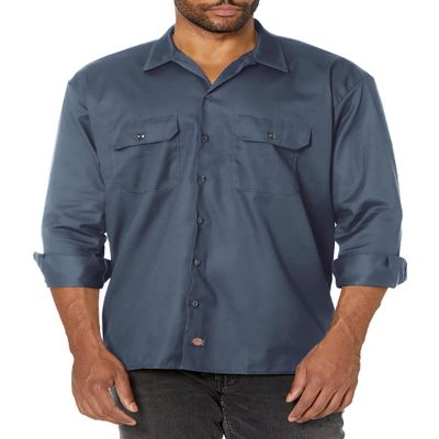 Dickies Men's Long Sleeve Work Shirt, Air Force Blue, X-Large