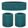 GOGO Sweatband Set Sports Athletic Exercise Headband Wristband Set Dark Teal view 1
