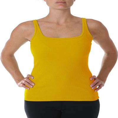 Beyond Yoga Square Neck Ribbed Tank (Honey Mustard, X-Small)