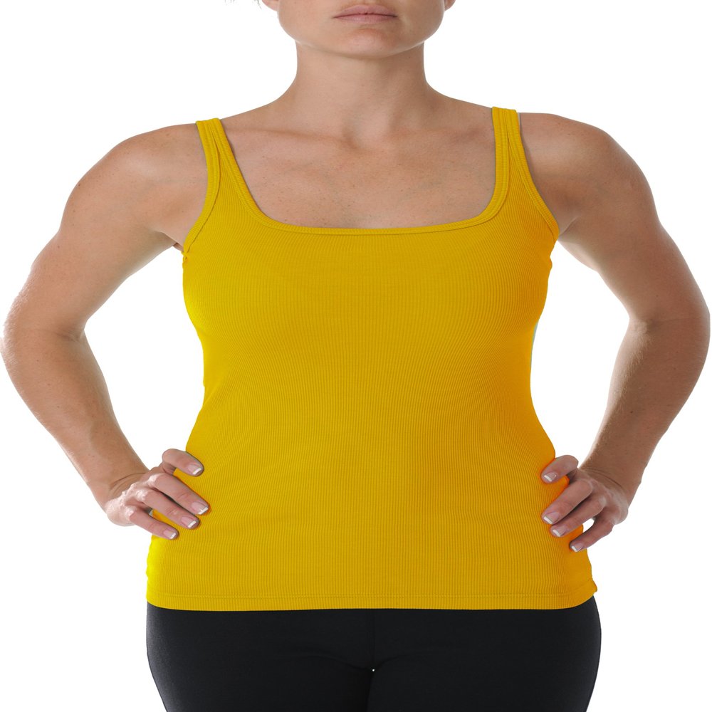 Beyond Yoga Square Neck Ribbed Tank (Honey Mustard, X-Small)