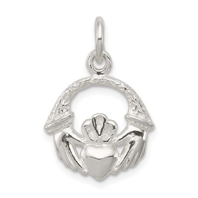 Sterling Silver Claddagh Charm Pendant Irish Jewelry