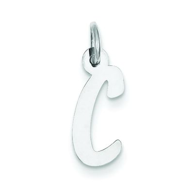 Sterling Silver Medium Slanted Block Initial C Charm