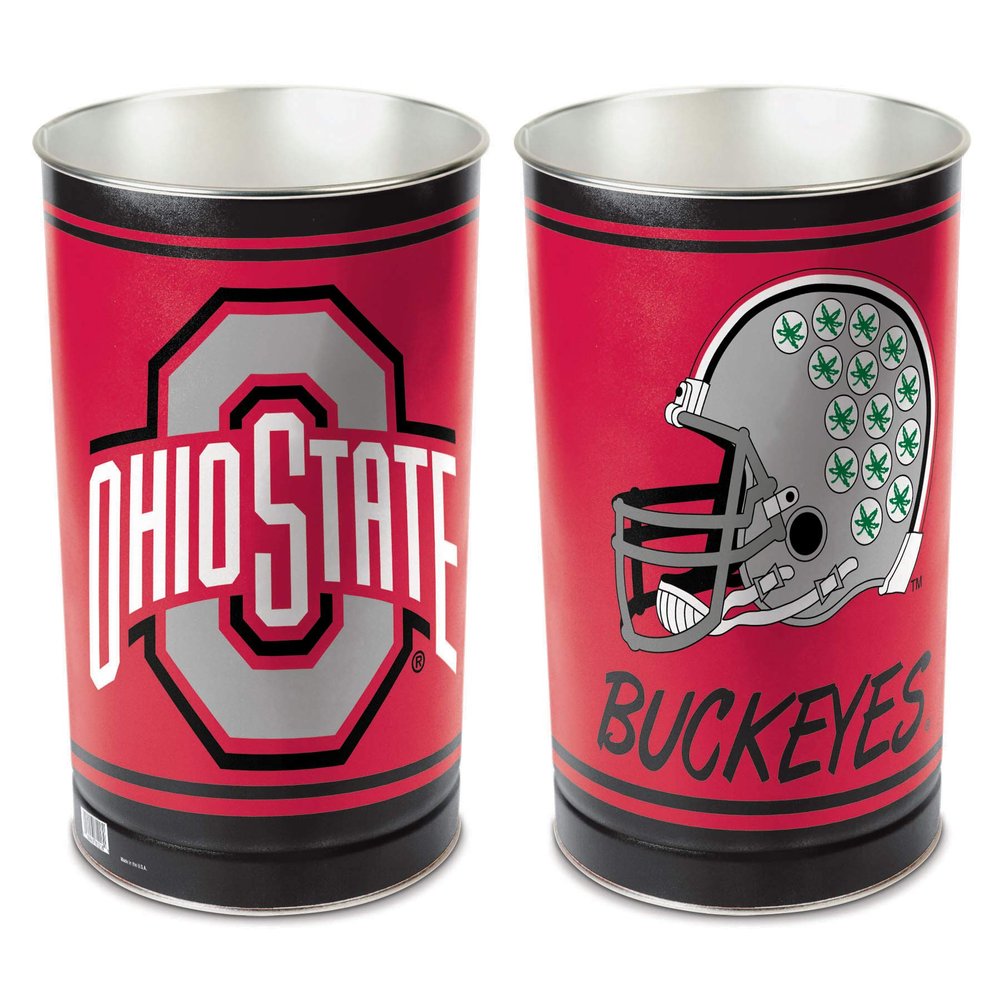 NCAA 8121814 Ohio State University Tapered Wastebasket, 15" H