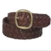 1 1/4" Braided Woven Leather Oval Belt, Brown | M/L - 36
