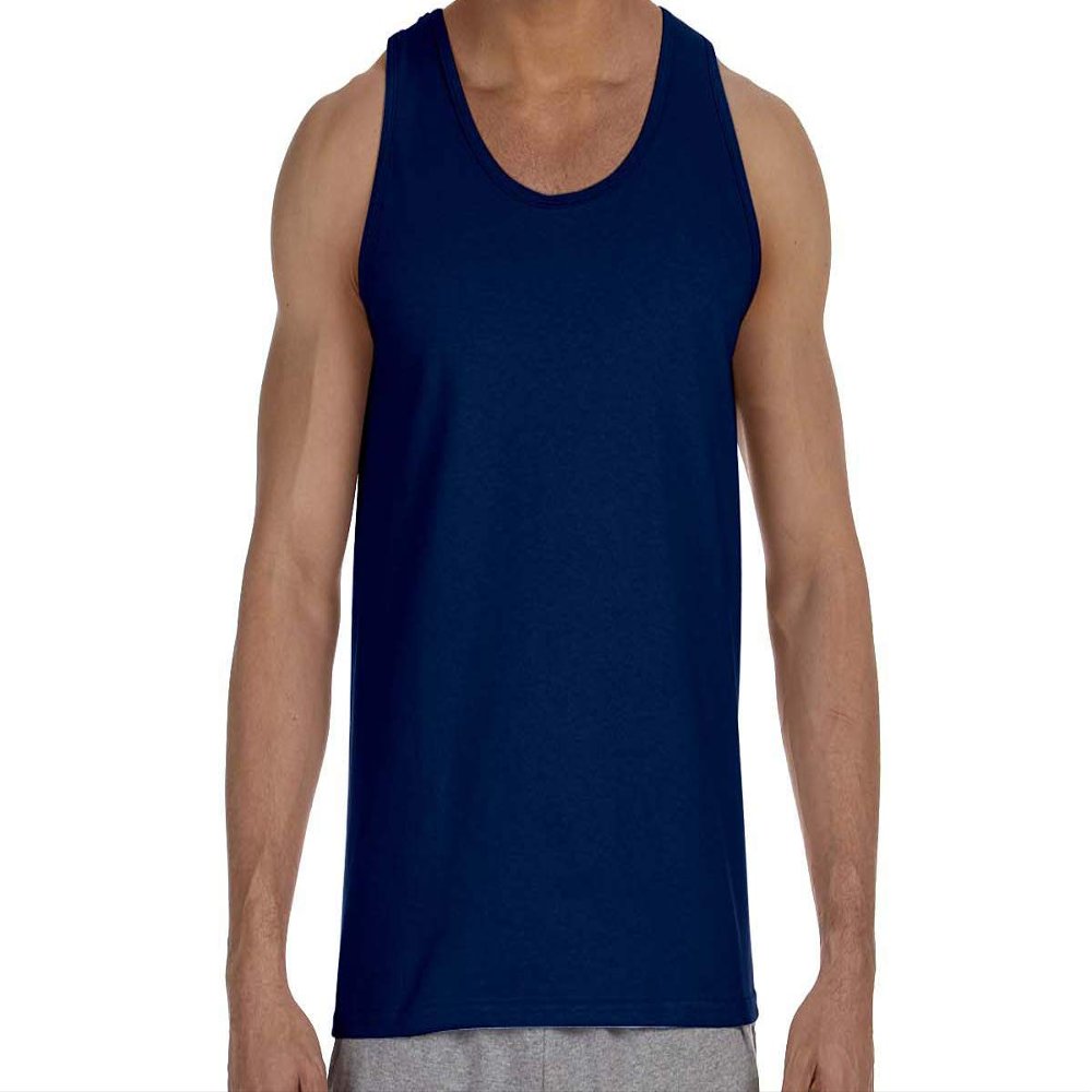 Gildan Ultra Cotton Tank Top Shirt - Navy Blue, Medium
