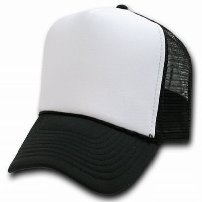 BLACK AND WHITE MESH TRUCKER STYLE CAP HAT CAPS HATS ADJUSTABLE