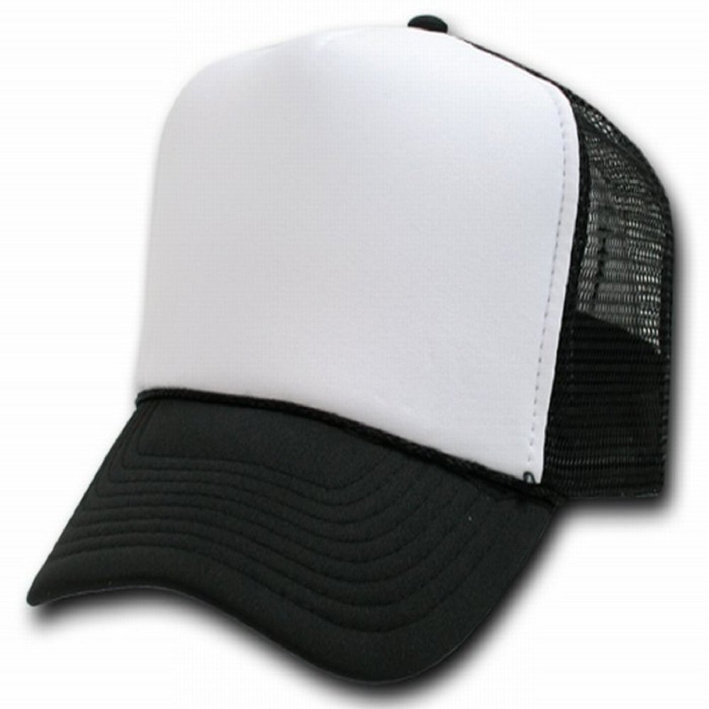BLACK AND WHITE MESH TRUCKER STYLE CAP HAT CAPS HATS ADJUSTABLE