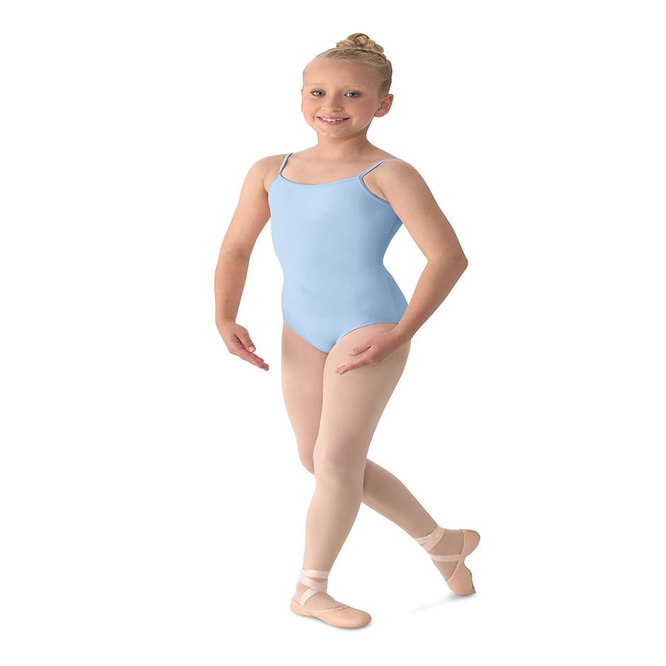 Mirella Girl's Classic V-Back Camisole Dance Leotard,Light Blue,12