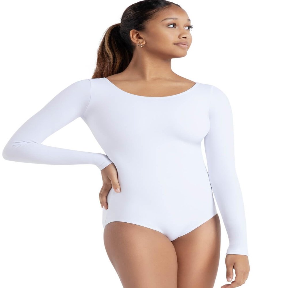 Capezio Women's Long Sleeve Leotard,White,Medium