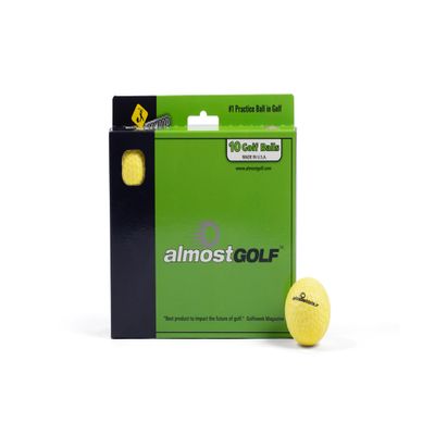ALMOSTGOLF Limited Flight Practice Foam Golf Balls  Realistic Spin, Trajectory, & Accuracy Training, Pack of 10, Hi-Vis Yellow
