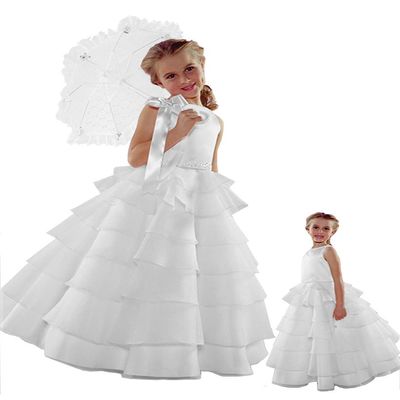 Sara Lene ST244 Flower Girl White Wedding Layers Dress (3T)