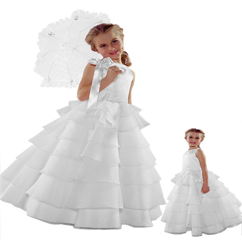 Sara Lene ST244 Flower Girl White Wedding Layers Dress (3T)