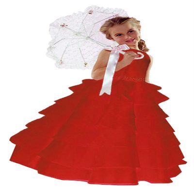 ST244 Flower Girl Red Wedding Layers Dress (3T)