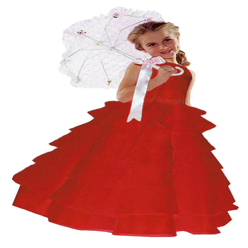 ST244 Flower Girl Red Wedding Layers Dress (3T)