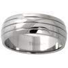 8mm Titanium Wedding Band Ring 3 Grooves Domed Comfort Fit Size 14 view 1