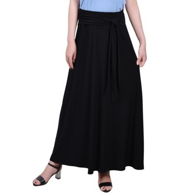 NY Collection Womens Petites Tie Waist Maxi Maxi Skirt Navy PL