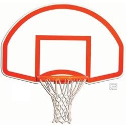 Gared 35" x 54" Rear Mounted Fan-Shape Backboard with Orange Target and Border