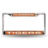 Rico Industries Clemson Tigers Orange Chrome Laser License Frame 12" x 6" Laser Cut Chrome Frame - Car/Truck/SUV Automobile Accessory view 1